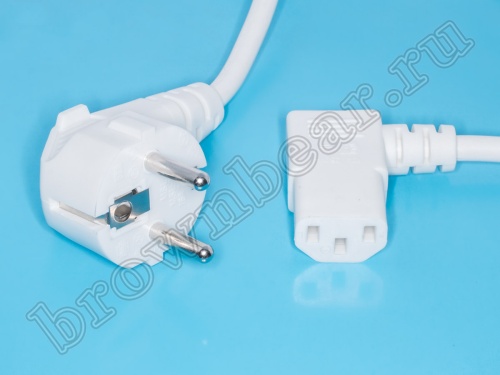 Кабель (шнур) питания 220В IEC320, CEE7/7 - C13, угловой, белый, 10А (3x0.75мм²), 1.8 метра фото 3