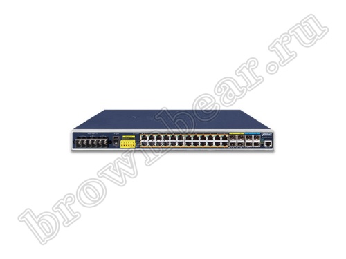 IGS-6325-24P4X Промышленный управляемый L3 коммутатор Planet 24 порта 10/100/1000Мб/с 802.3at PoE 440 Вт, 4 слота SFP 100/1000Мб/с, 4 слота  SFP+ 10Гб/с фото 3