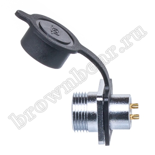 Разъём М14 2 контакта розетка на блок, квадратный фланец фото 3