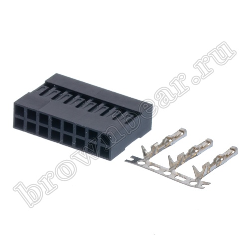 Разъем 2х8 гнездо на кабель, шаг 2.54мм, с контактами фото 4