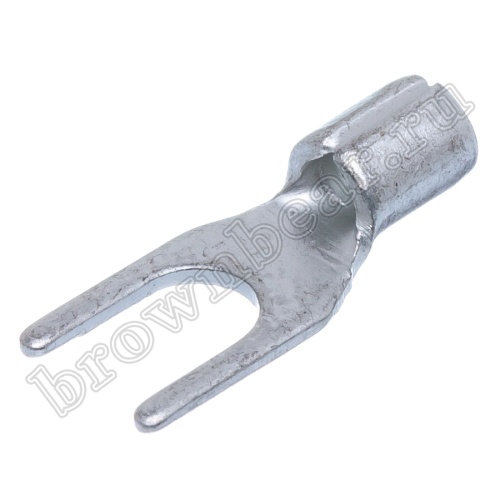 Клемма вилочная обжимная тип "U" 4.3 мм на провод 1.5 - 2.5 мм² с защелкой, неизолированная, кратно 100шт. TYL-2-4