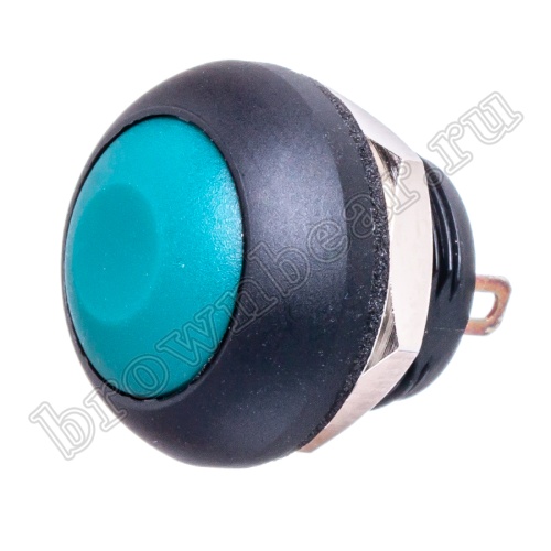 Кнопка влагозащищенная IP67 без фиксации, 12мм круглая на блок, НР, зелёная PSW-7-E