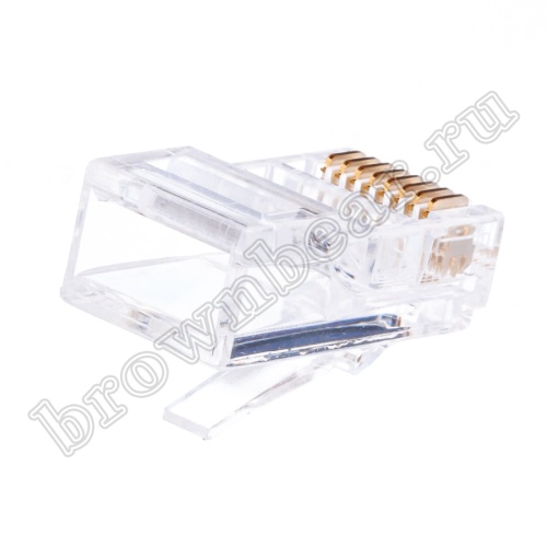 Разъём RJ-45 (8P8C) 3 зубца, вилка под плоскую витую пару TP-8P8C-S3 фото 2