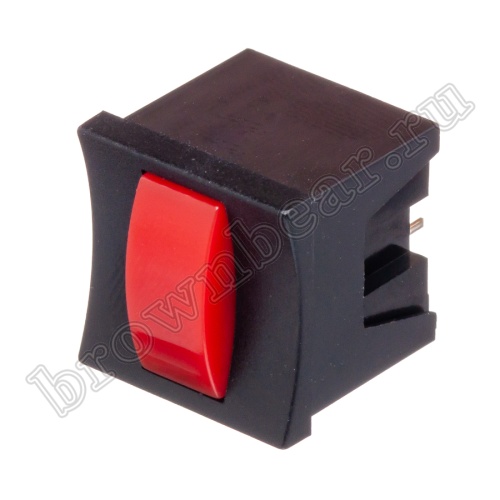 Кнопка мини без фиксации, красная в черном корпусе PSM2-0-R-B  