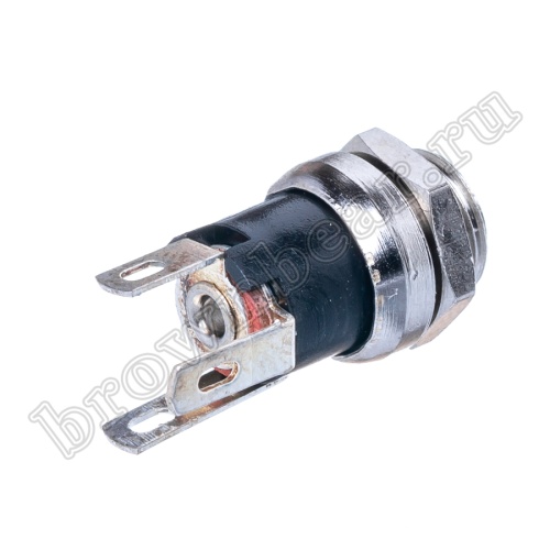 Разъем питания DC гнездо 2.1 х 5.5 мм, на приборный блок, под гайку DJK-04A фото 3