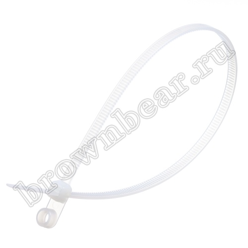 Стяжка (хомут) нейлоновая 300 x 4.8 мм с крепежным отверстием, белая, упаковка 100 шт. CCTCV-300