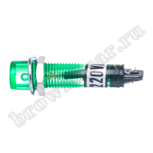 Лампа неоновая  индикаторная с резистором 220В в корпусе, мини, зеленая фото 5