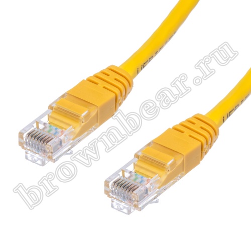 Патч-корд UTP RJ-45, категория 5e, литой, 1 метр, желтый  фото 2