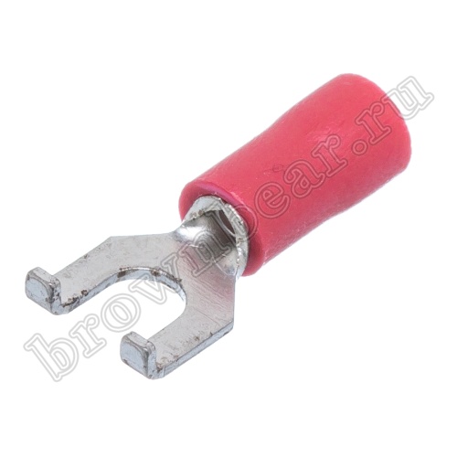 Клемма вилочная обжимная тип "U" 3.7 мм на провод 0.5 - 1.5 мм² с фланцем, изолированная, кратно 100шт. TYFI-1.25-3