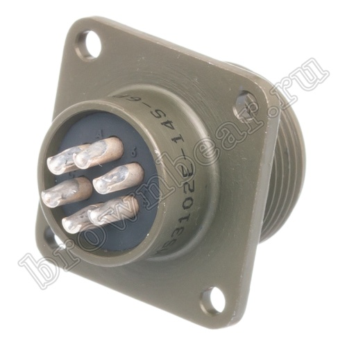 Разъём Amphenol серии MS, 6 контактов, вилка на блок, тип 14S, резьбовой MS3102E-14S-6P фото 4