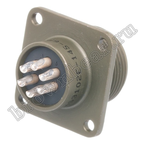 Разъём Amphenol серии MS, 6 контактов, вилка на блок, тип 14S, резьбовой MS3102E-14S-6P фото 2