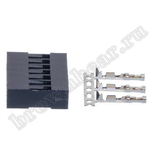 Разъем 2х7 гнездо на кабель, шаг 2.54мм, с контактами фото 3