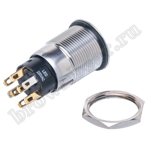 Кнопка управления герметичная, с подсветкой, с фиксацией, d 22 мм, 2НР+2НЗ, зеленая TT19AL2G2 фото 6