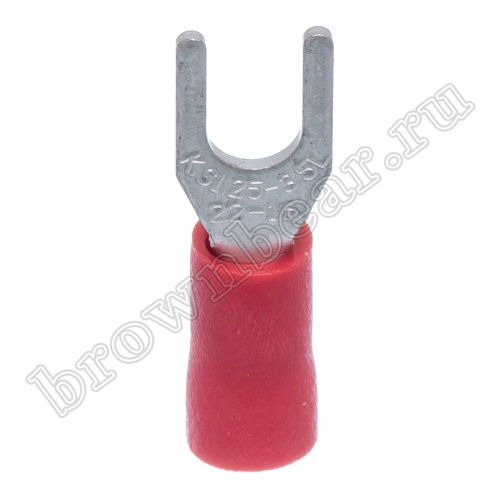 Клемма вилочная обжимная тип "U" 3.7 мм, на провод 0.25 - 1.5 мм², изолированная, кратно 100шт. TYI-1.25-3 фото 5