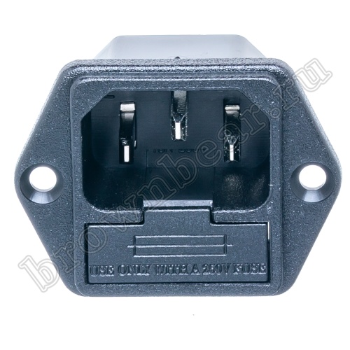 Разъем питания IEC C14, вилка на блок,  с держателем предохранителя 5х20мм, крепление винты, 10A фото 8