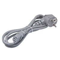 Кабель (шнур) питания 220В IEC320, CEE7/7 - C13, прямой, серый, 10А (3x0.75мм²), 1.8 метра