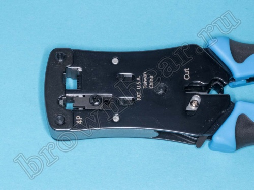 Пресс-клещи (кримпер) для обжима разъемов RJ-10,11,12,45 c храповым механизмом HT-N468B фото 3