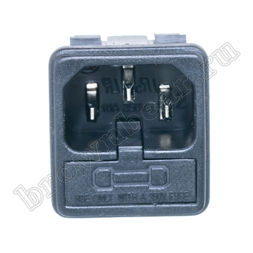 Разъем питания IEC C14, вилка на блок,  с держателем предохранителя 5х20мм, крепление защёлка, 10A фото 2