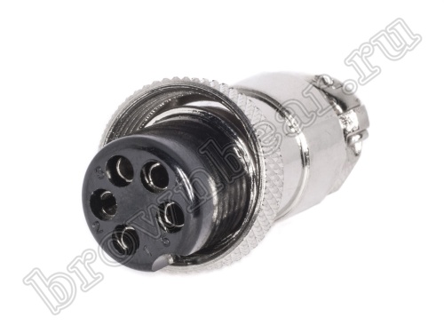 Разъем GX16 (M16) гнездо на кабель 5 контактов, пайка AC-M16-5F