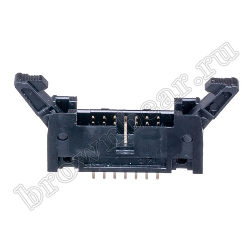 Разъем IDC 2х7 вилка на плату, шаг 2.54мм, с защелками SCM-14 фото 8