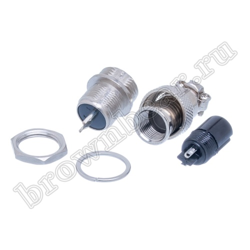 Разъем GX12 (M12) 2 контакта, розетка на кабель + вилка на блок, комплект AC-M12-2 фото 5