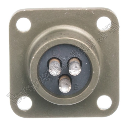 Разъём Amphenol серии MS, 3 контакта, розетка на блок, тип 10SL, резьбовой MS3102E-10SL-3S фото 3