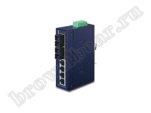 ISW-621T Промышленный неуправляемый коммутатор Planet, 4 порта 10/100Мбит/с, 2 SC, MM порта, 2км, 100Мбит/с