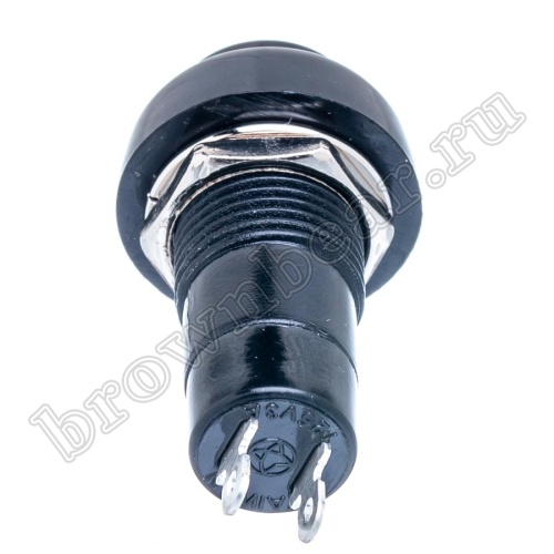 Кнопка без фиксации, круглая на блок, НР, 220В, черная PSW-6M-B фото 4