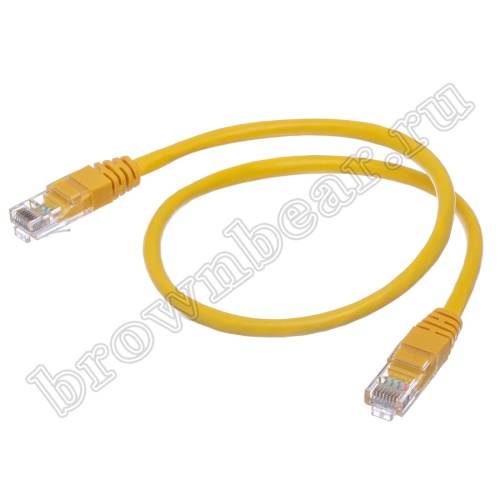 Патч-корд UTP RJ-45, категория 5e, литой, 0.5 метра, желтый 