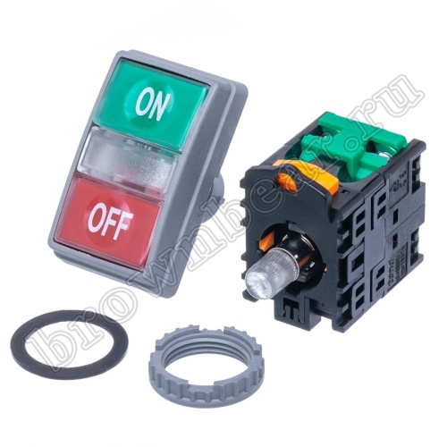 Кнопка управления пуск-стоп, с подсветкой, без фиксации, НЗ/НР, зеленая/красная TN2IT2WN-1AB фото 6