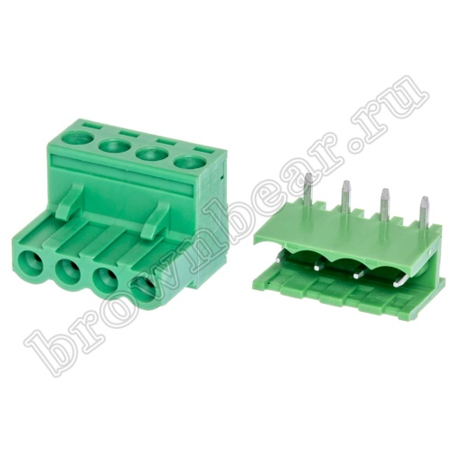 Клеммник винтовой провод-плата, 4 контакта, 5.0 мм, угловой TB-06RC