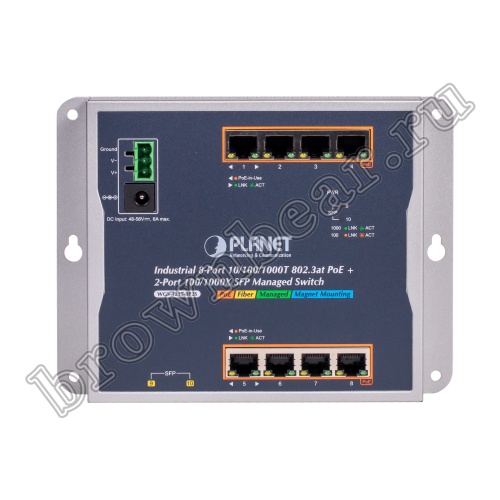 WGS-4215-8P2S Промышленный управляемый L2 коммутатор Planet, 8 PoE портов 1Гбит/с, 2 порта SFP 1Гбит/с фото 2