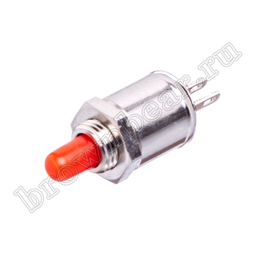 Кнопка без фиксации в металлическом корпусе, 2.8 мм круглая на блок, НР, 220В, красная PSW-4-R