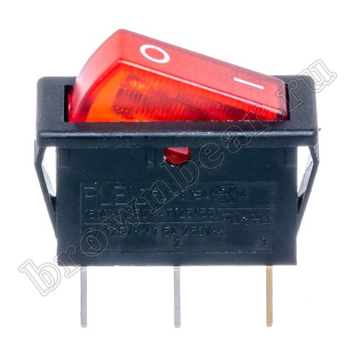 Выключатель клавишный (рокерный) 220В, 3 контакта (on-off), 30х11мм, с подсветкой, красный SWR-51/L фото 4