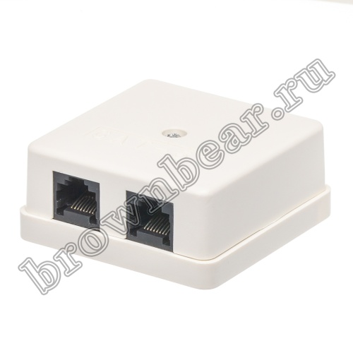 Розетка компьютерная накладная двойная RJ-45 категория 5е,  тип 110,  белая 