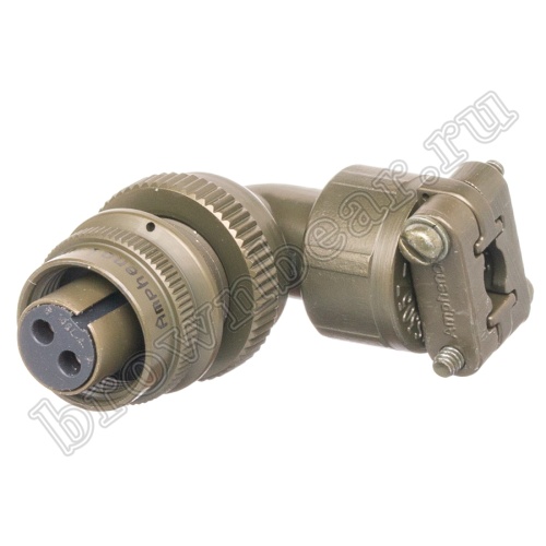 Разъём Amphenol серии MS, 2 контакта, розетка на кабель, тип 10SL, резьбовой прямой угол MS3108E-10SL-4S