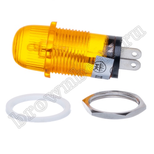 Лампа неоновая  индикаторная с резистором 220В, d 14 мм, оранжевая (TPN-152O) фото 4