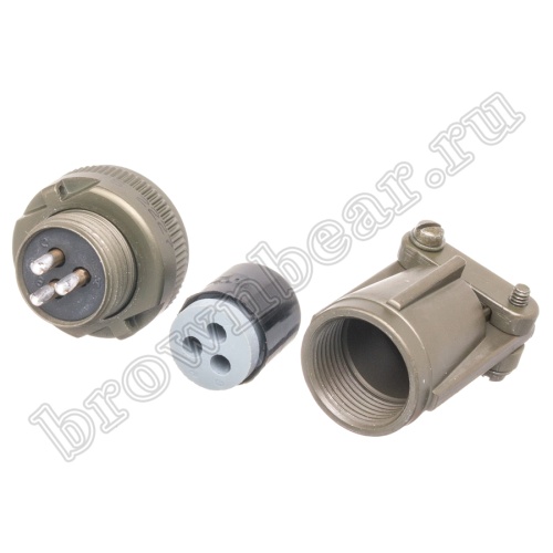 Разъём Amphenol серии MS, 3 контакта, розетка на кабель, тип 14S, резьбовой MS3106E-14S-7S фото 5