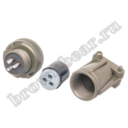 Разъём Amphenol серии MS, 3 контакта, розетка на кабель, тип 14S, резьбовой MS3106E-14S-7S фото 2