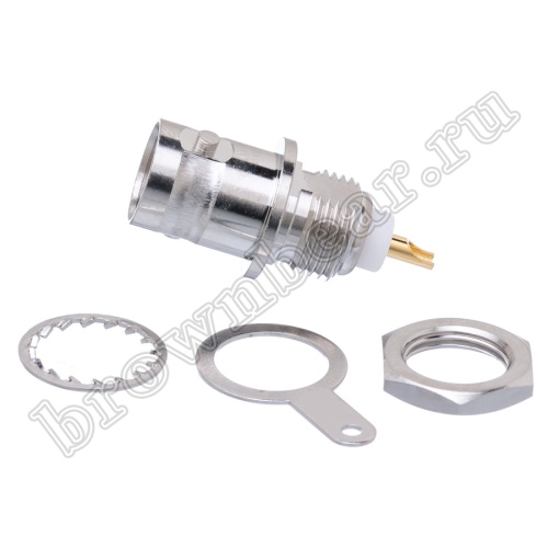 Разъем BNC Amphenol, гнездо на приборный блок, под пайку 112424 фото 3