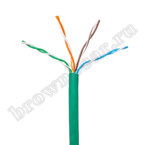 Кабель Витая пара, 4 пары, медный, 5е категория, многожильный, зеленый, PCnet, бухта 300м PCnet