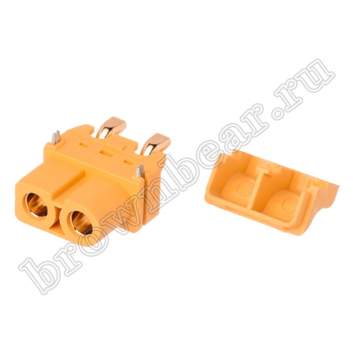 Разъем питания XT60 для АКБ, 2 контакта, розетка на плату, угловой, SMD XT60PT-F.G.Y фото 2