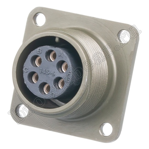 Разъём Amphenol серии MS, 6 контактов, розетка на блок, тип 14S. резьбовой MS3102E-14S-6S