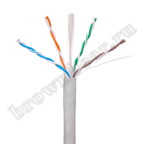 Кабель Витая пара, 4 пары, медный, 6 категории, серый, PCnet, бухта 305м  PCnet