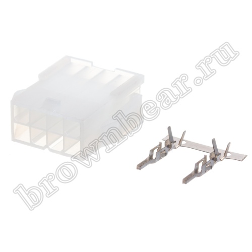 Разъем питания Mini-Fit 8 контактов, вилка на кабель, шаг 4,2мм MF-8M