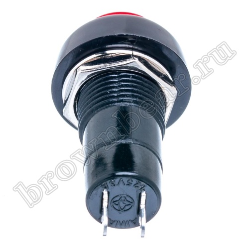 Кнопка без фиксации, круглая на блок, НР, 220В, красная PSW-6M-R фото 2