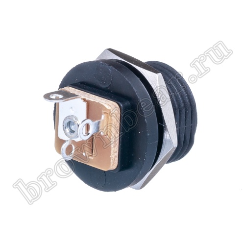 Разъем питания штырьковый DC гнездо 2.5 х 5.5 мм, на приборный блок под гайку DJK-03B фото 3