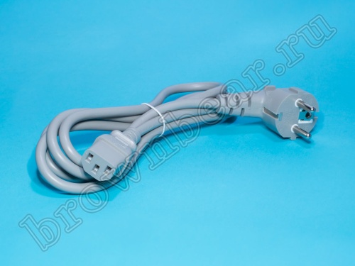 Кабель (шнур) питания 220В IEC320, CEE7/7 - C13, прямой, серый, 10А (3x0.75мм²), 1.8 метра фото 2