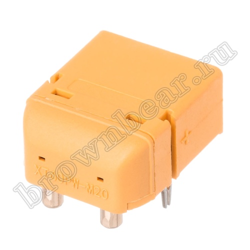 Разъем питания XT60 для АКБ, 2 контакта, штекер на плату угловой XT60PW30-M.G.Y фото 4