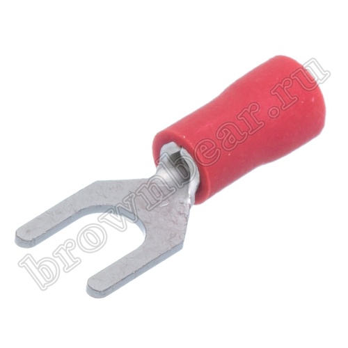 Клемма вилочная обжимная тип "U" 4.3 мм на провод 0.25 - 1.5 мм², изолированная, кратно 100шт. TYI-1.25-4